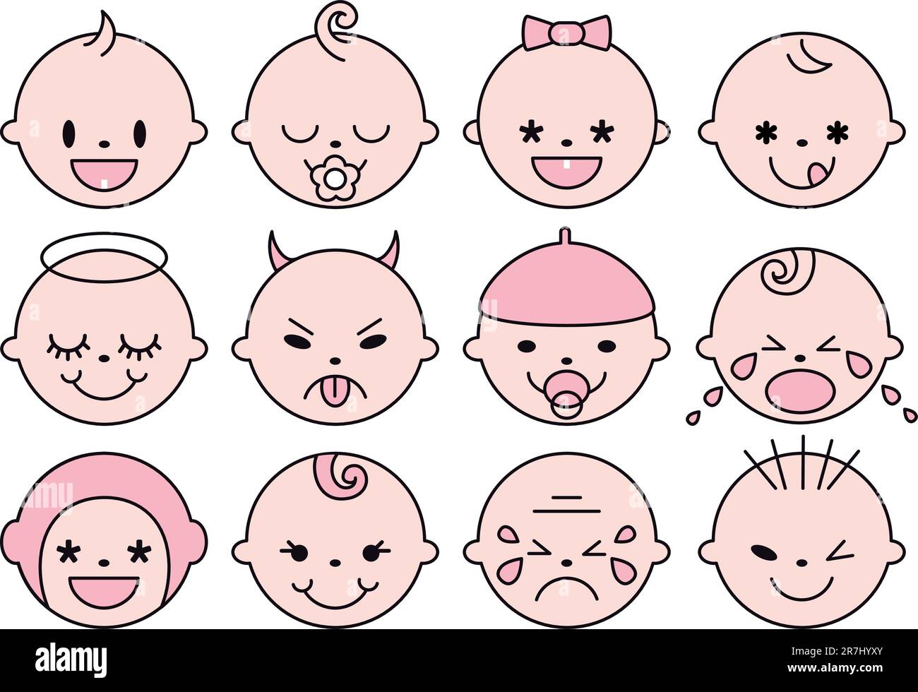 Set Of Cute Baby Faces Vector Illustration Stock Vector Image And Art