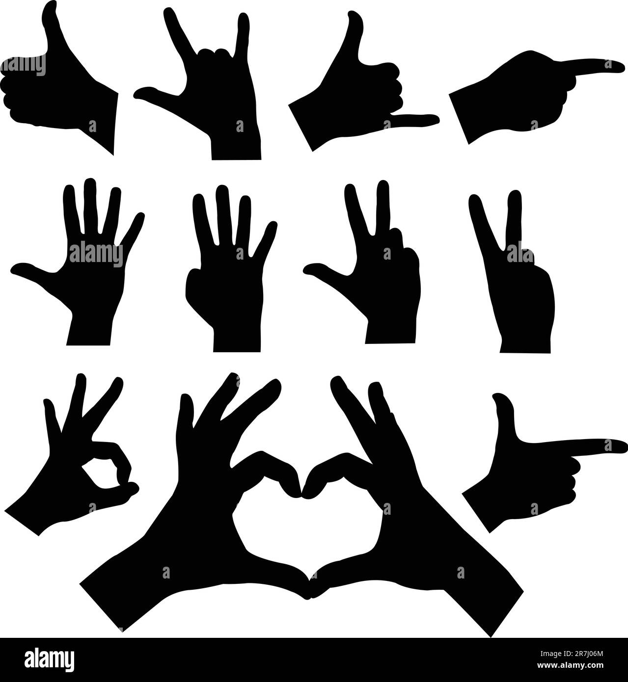 collection of hands silhouettes - vector Stock Vector