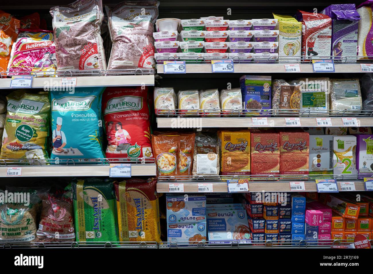 PATTAYA, THAILAND - CIRCA APRIL, 2023: rice on display at Foodland ...