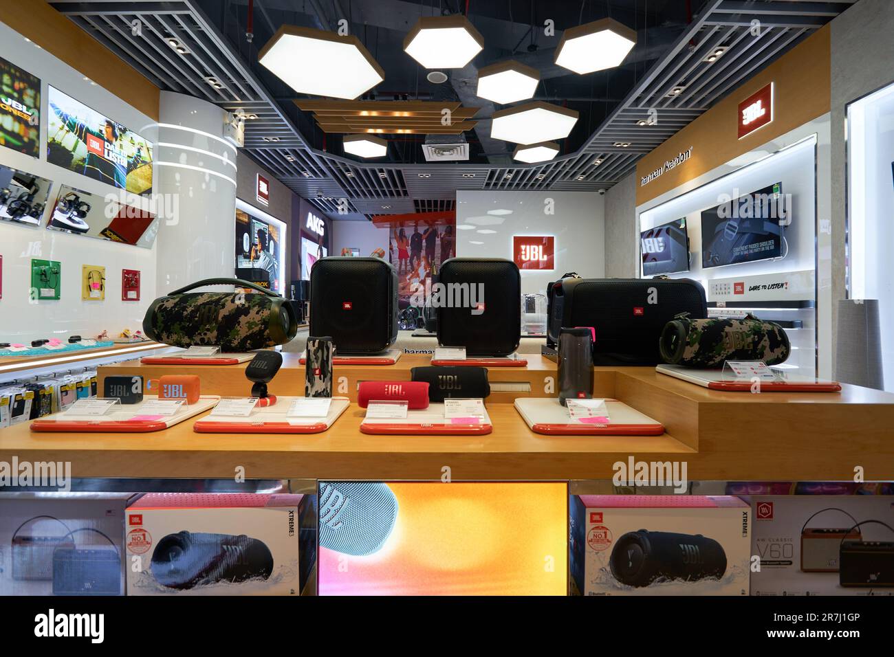 HO CHI MINH CITY, VIETNAM - CIRCA MARCH, 2023: goods displayed at JBL ...