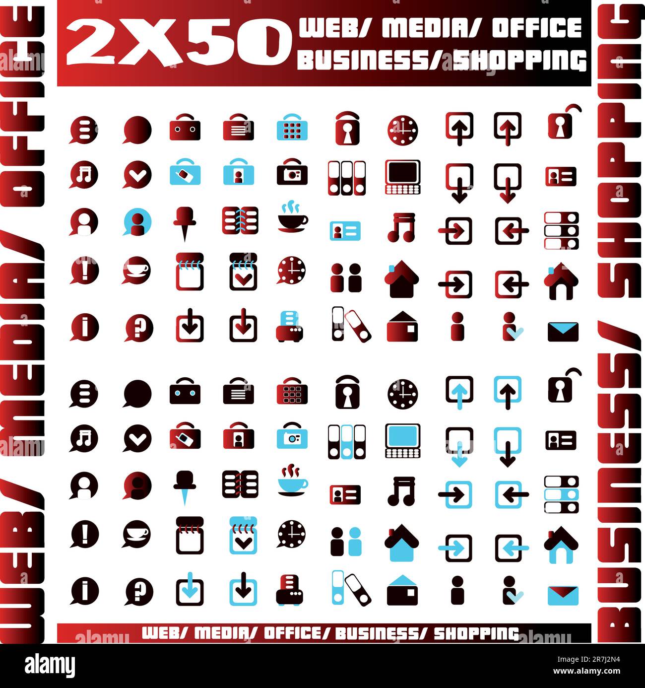 Hundred vector Icons for Web Applications. Web, medical, media, shopping and other. Stock Vector