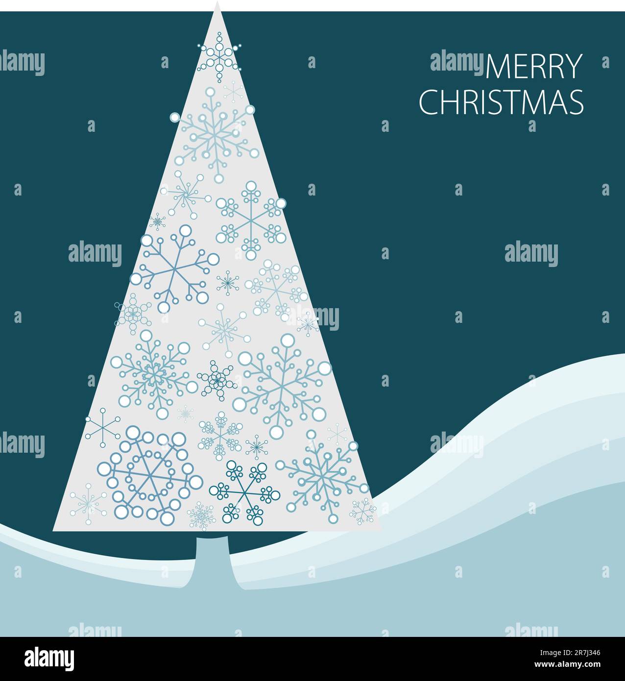 Christmas tree made from simple abstract snowflakes Stock Vector