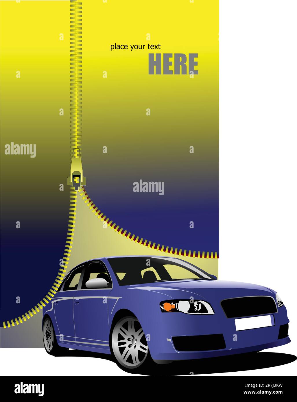 Zipper Car Color Zipper open blue car sedan. Vector illustration Stock Vector Image ...