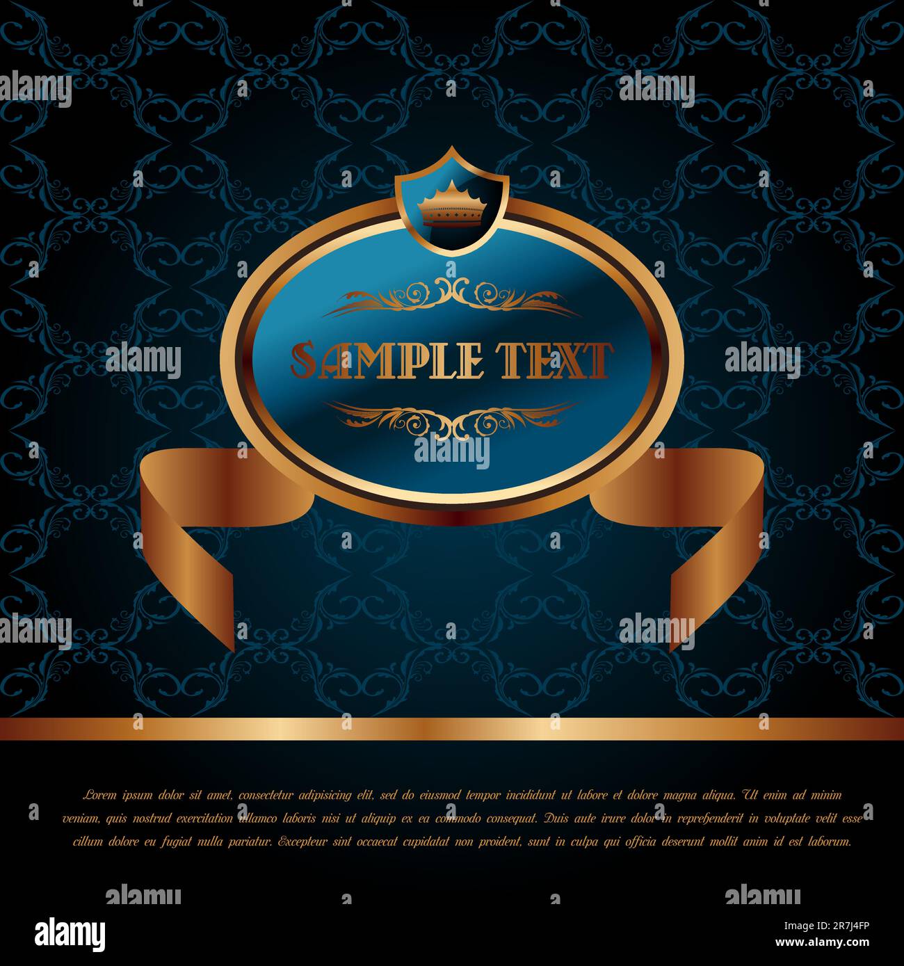 Illustration royal background with artistic award golden frame - vector ...