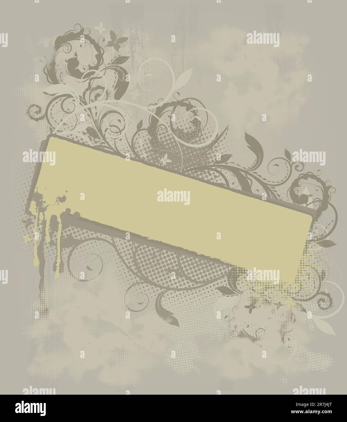 Vector grunge background with decorative floral design Stock Vector ...
