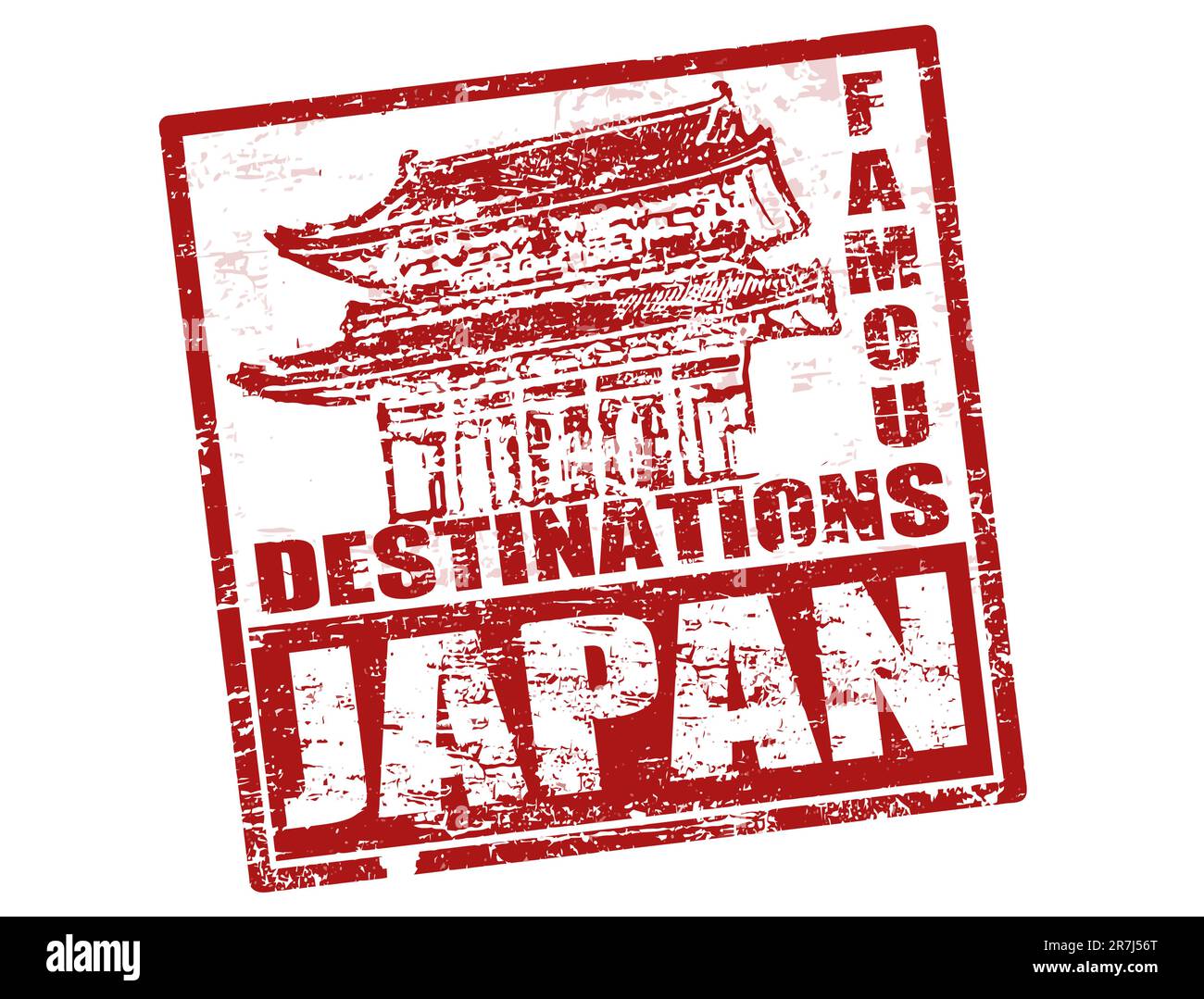 Grunge rubber stamp with pagoda shape and the word Japan inside, vector illustration Stock