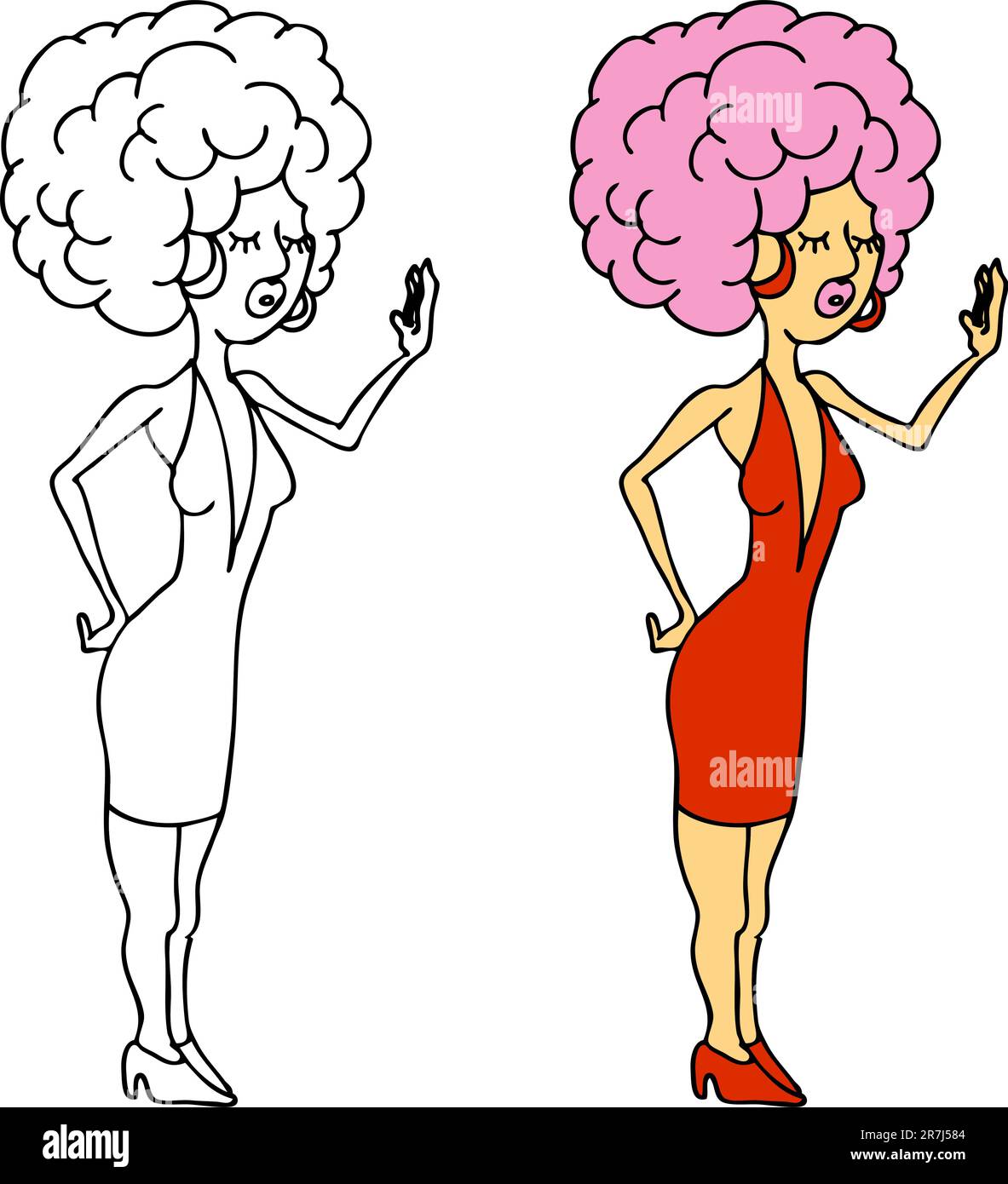 An image of a diva girl posing with big hair. Stock Vector