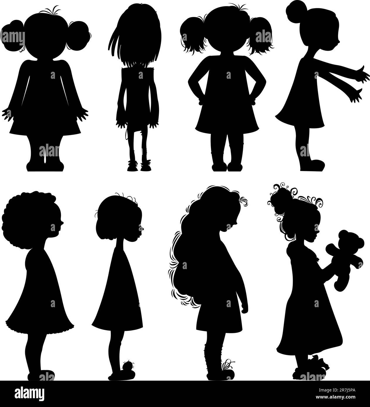 Little girls silhouettes set Stock Vector Image & Art - Alamy