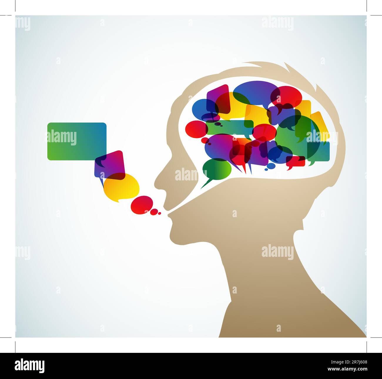 Abstract speaker silhouette with bubbles in the head Stock Vector Image ...