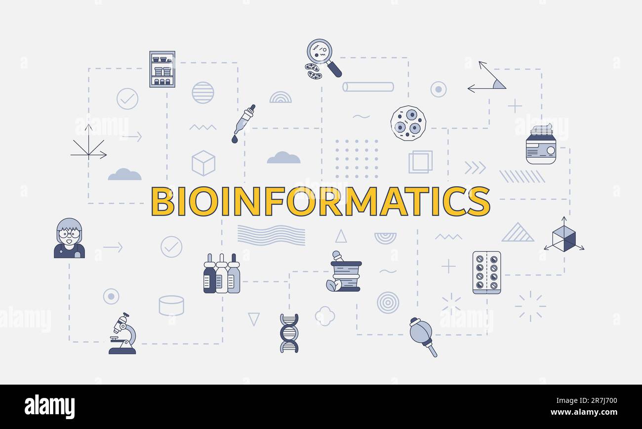 bioinformatics concept with icon set with big word or text on center ...