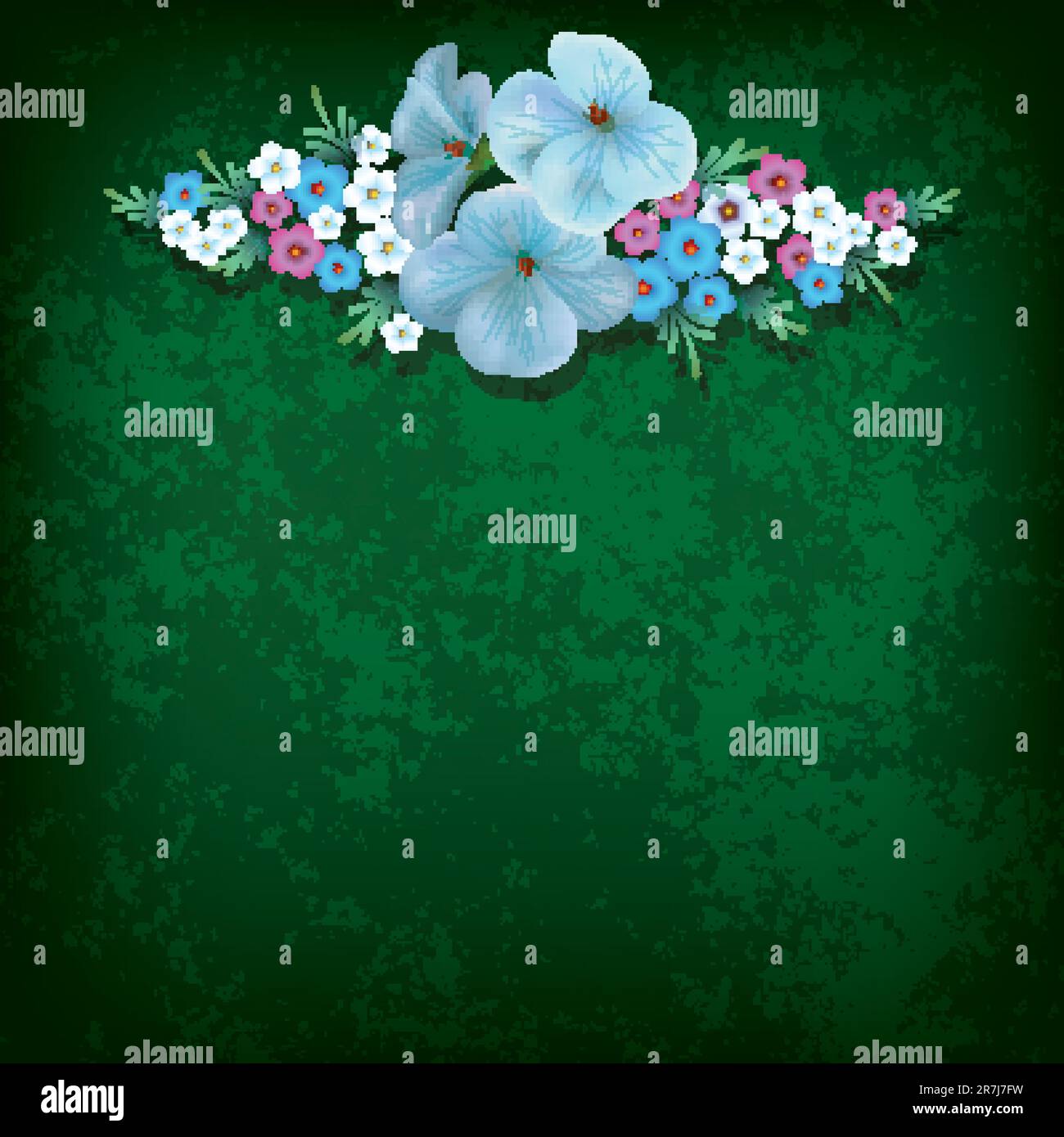 abstract grunge background with flowers on a green Stock Vector Image ...