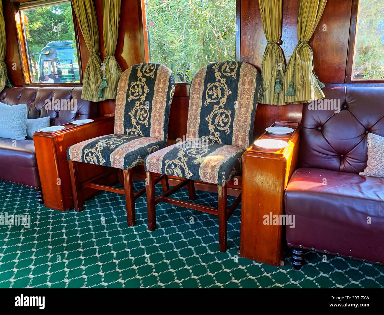 Royal Livingstone Express with colonial furniture Stock Photo