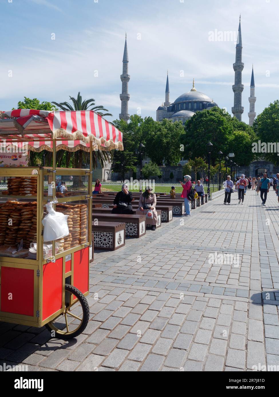 Group portrait of several young guys and one elderly man near stall with  turkish bagel at Taksim in Beyoglu, Istanbul Stock Photo - Alamy