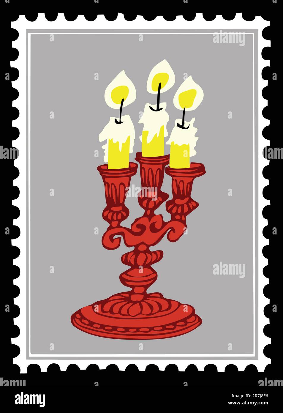 old candlestick on postage stamps. vector Stock Vector Image & Art Alamy