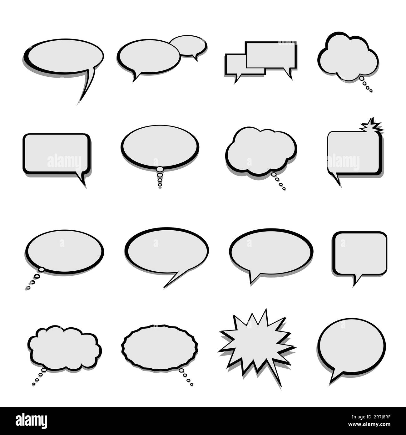 Talk, speech and thought bubbles and balloons Stock Vector