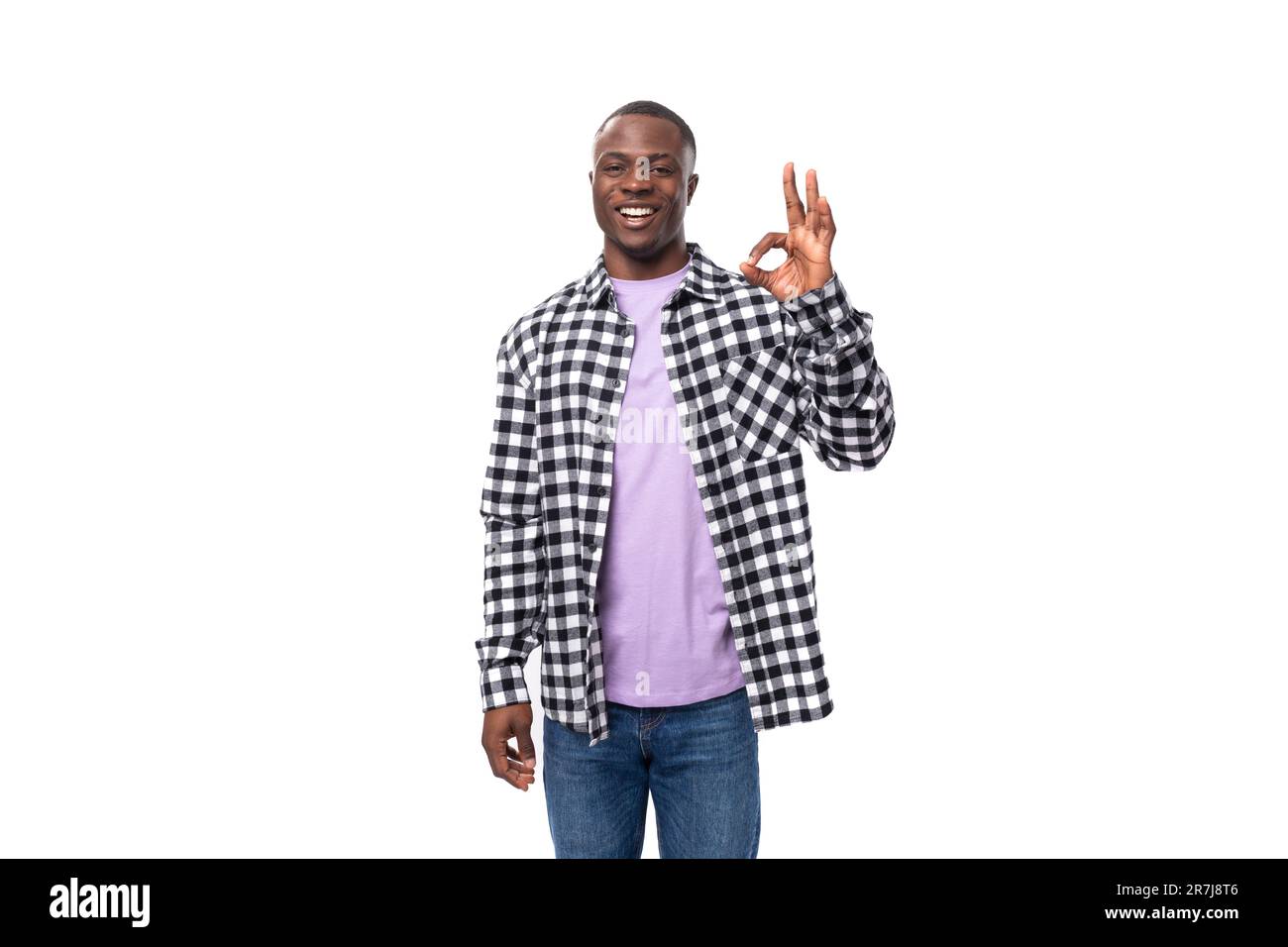 confident attractive 30 year old african guy dressed in a plaid black ...