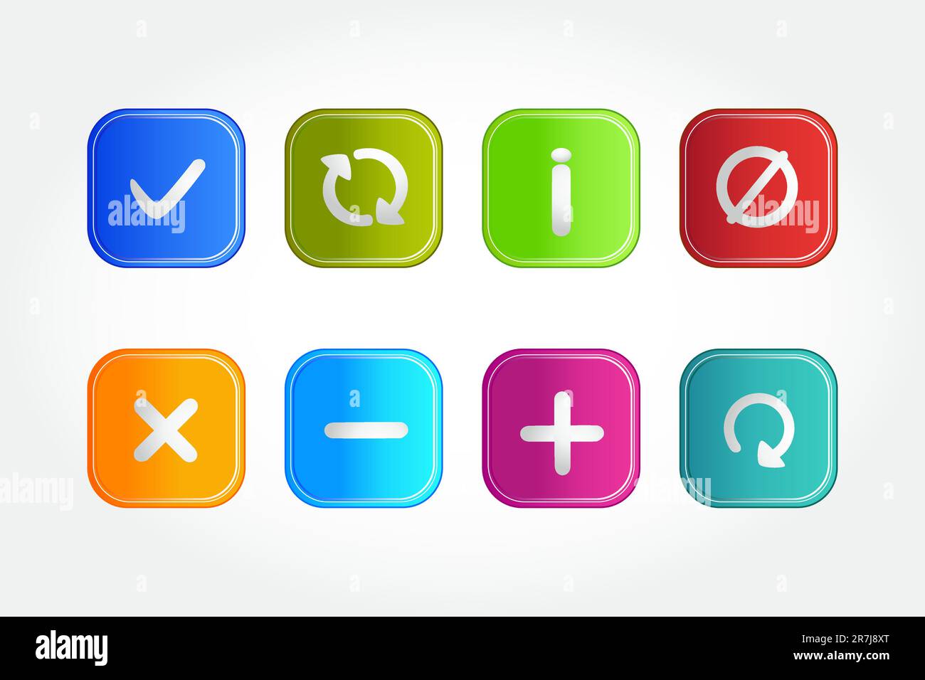 illustration of symbolic buttons on white background Stock Vector Image