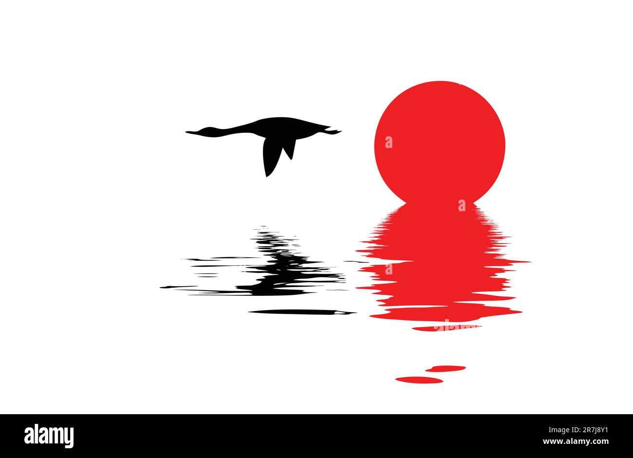 vector silhouette flying goose on white background Stock Vector