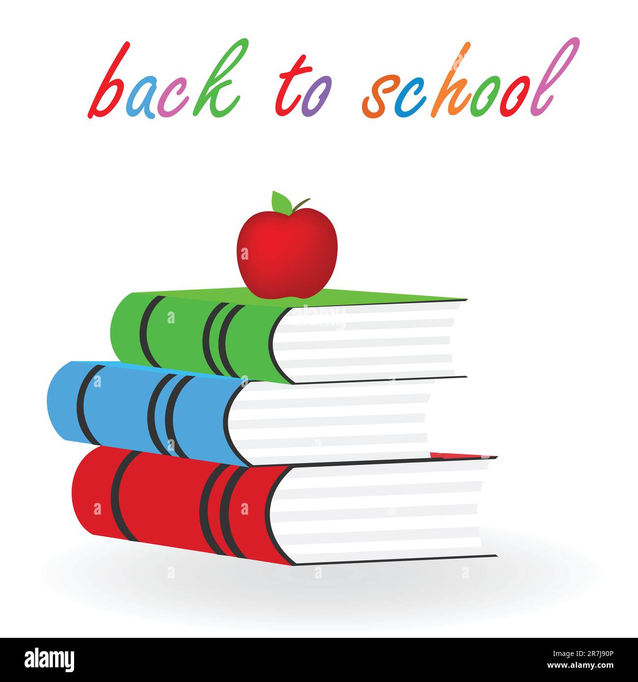 Stack of books and apple for back to school Stock Vector