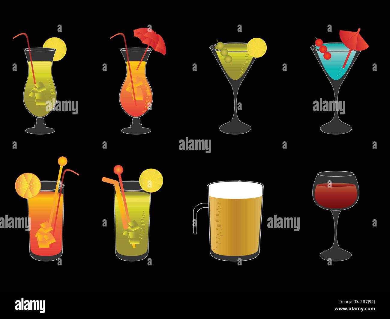 Martini, beer, cocktails and red wine Stock Vector Image & Art Alamy