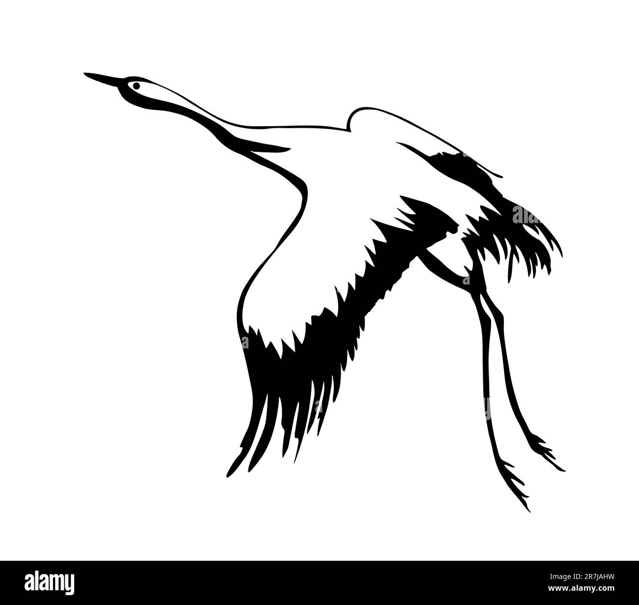 vector silhouette flying crane on white background Stock Vector Image ...