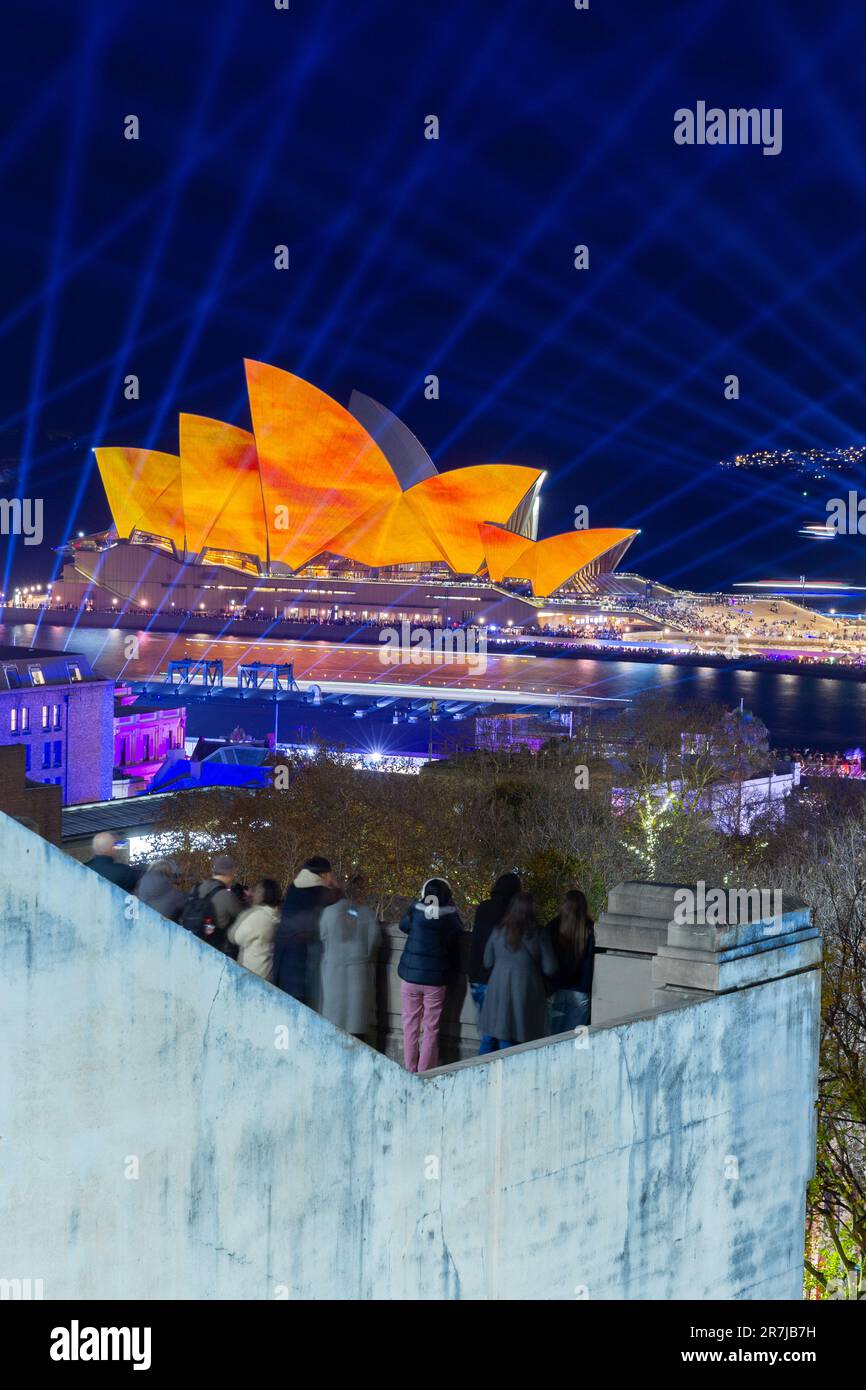 Crowds gather to witness the light show and drone display at the 2023
