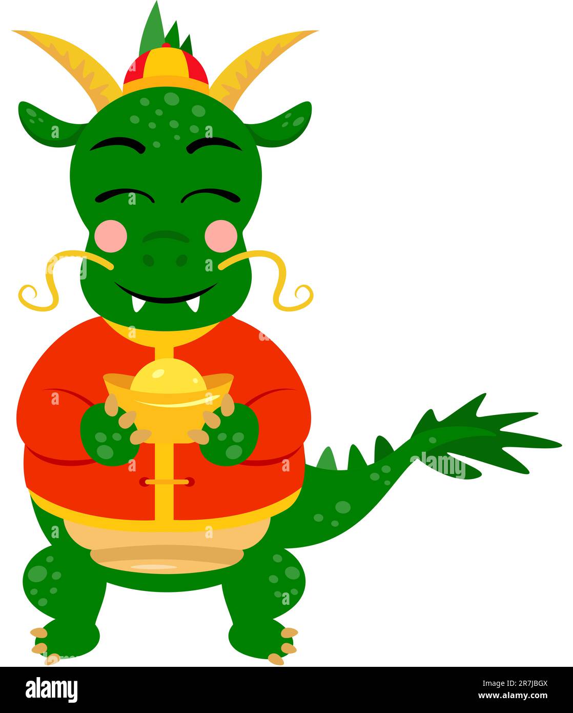 Funny zodiac green dragon chinese good fortune symbol Stock Photo