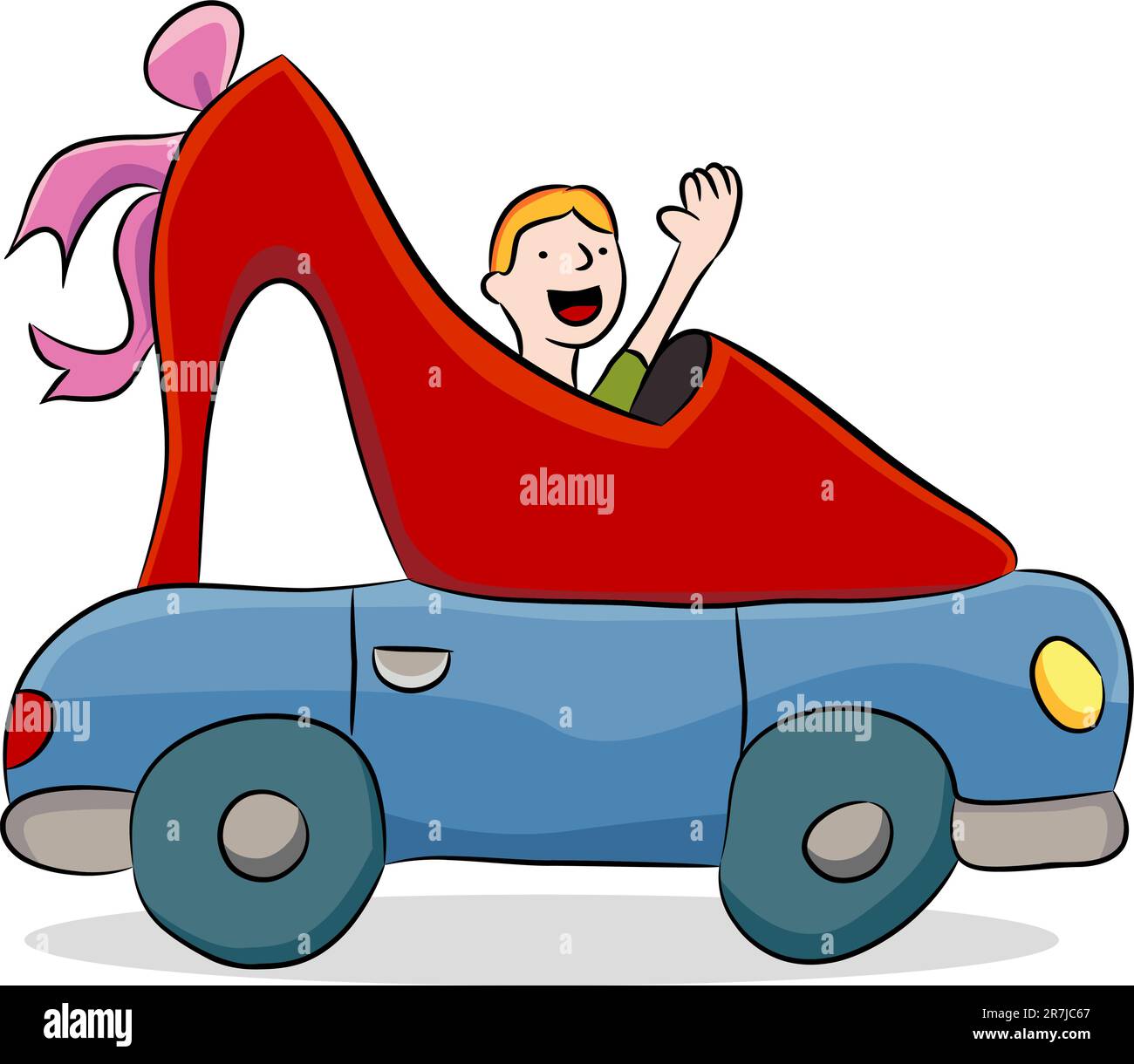 An image of a shoe repair car shaped like a high heel Stock Vector