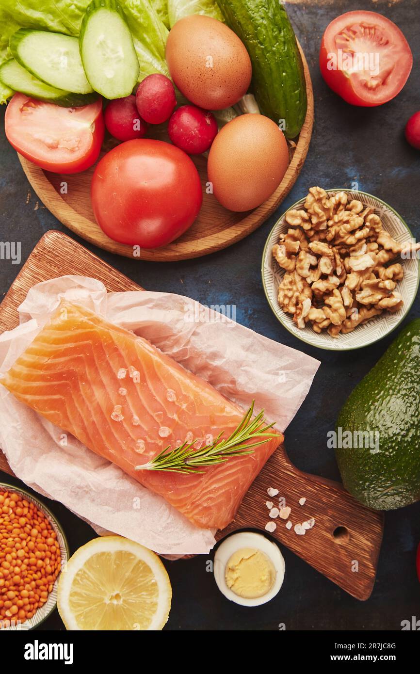 Organic healthy low fodmap food ingredients vegetables, fruits