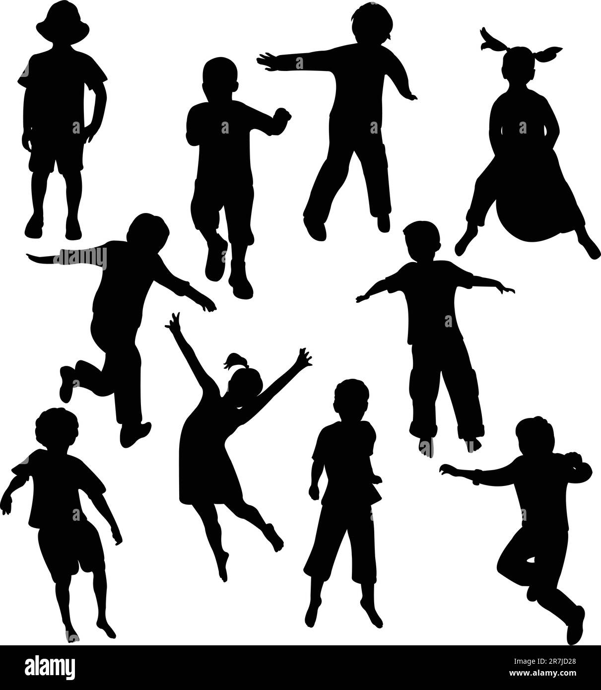 children silhouettes - vector illustration Stock Vector