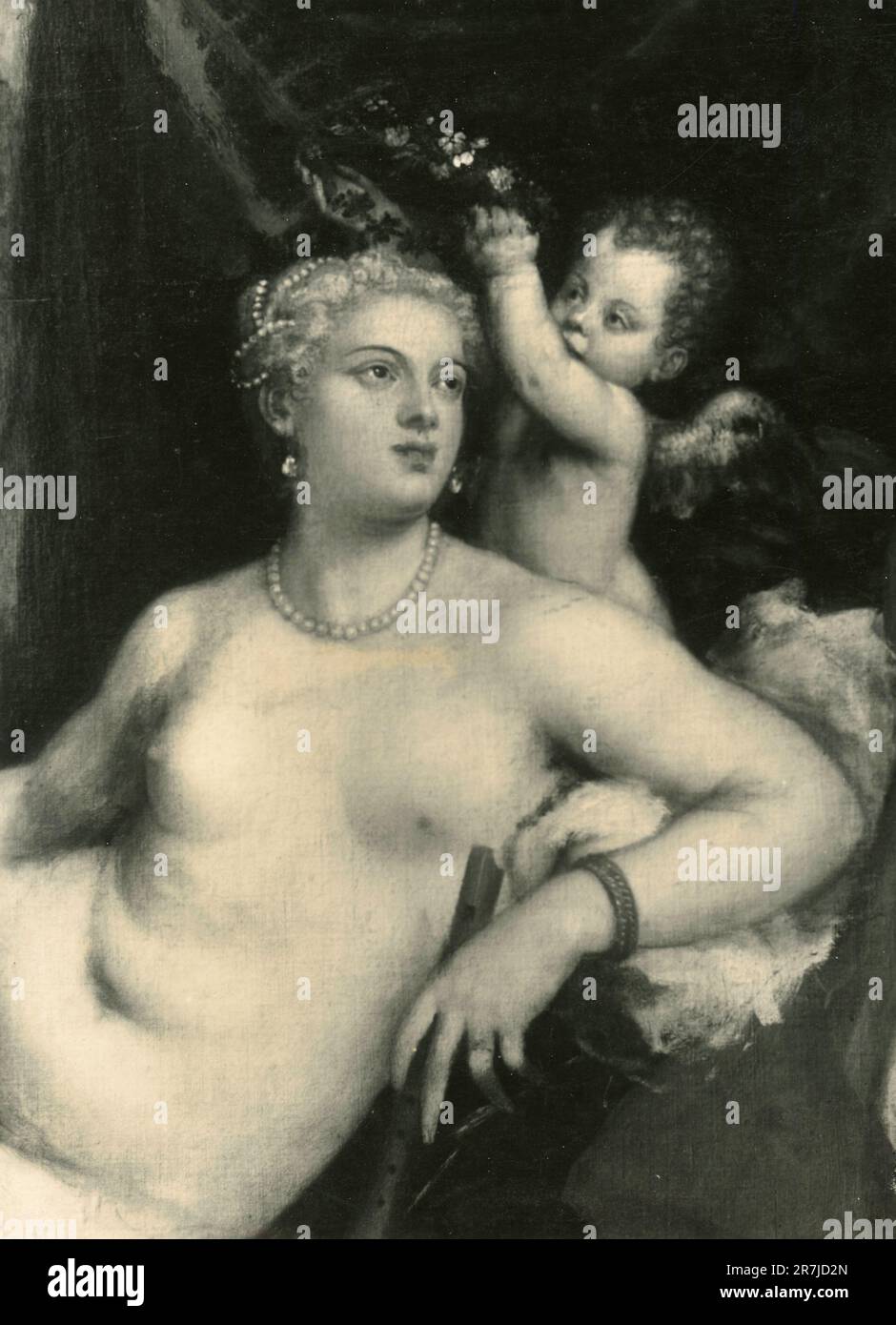Detail of Venus and the Lute player, painting by Italian artist Titian, Metropolitan Museum, NY USA 1900s Stock Photo