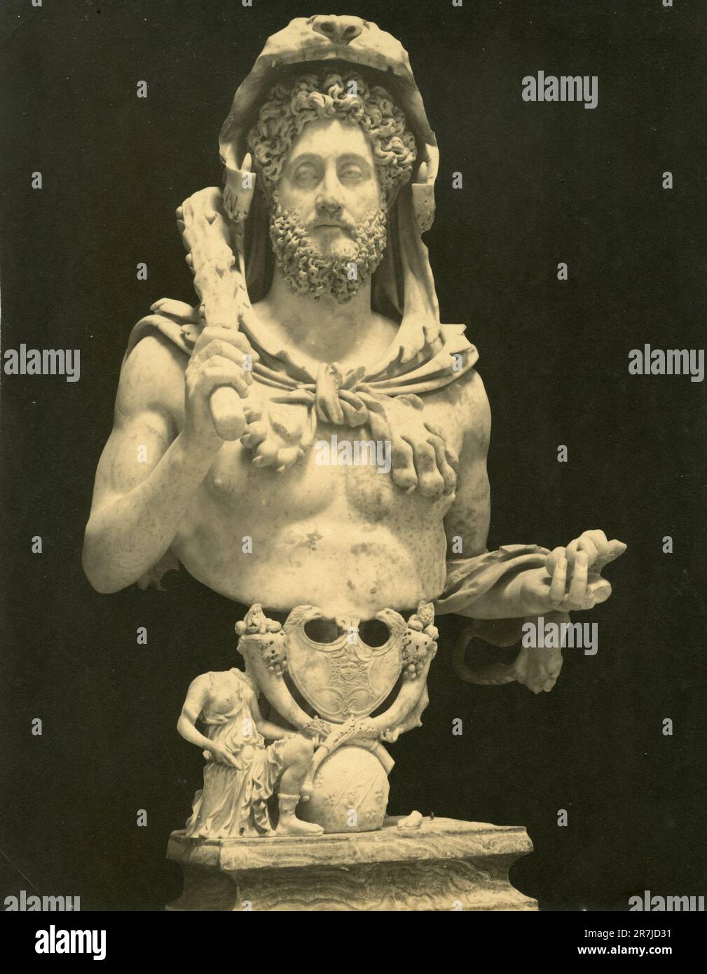 Ancient marble bust statue of Roman Emperor Commodus, Italy 1900s Stock Photo
