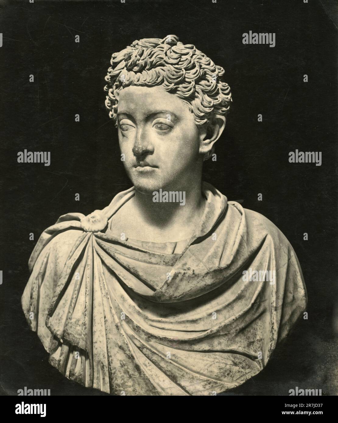 Ancient marble bust statue of Roman Emperor Commodus young, Italy 1900s Stock Photo