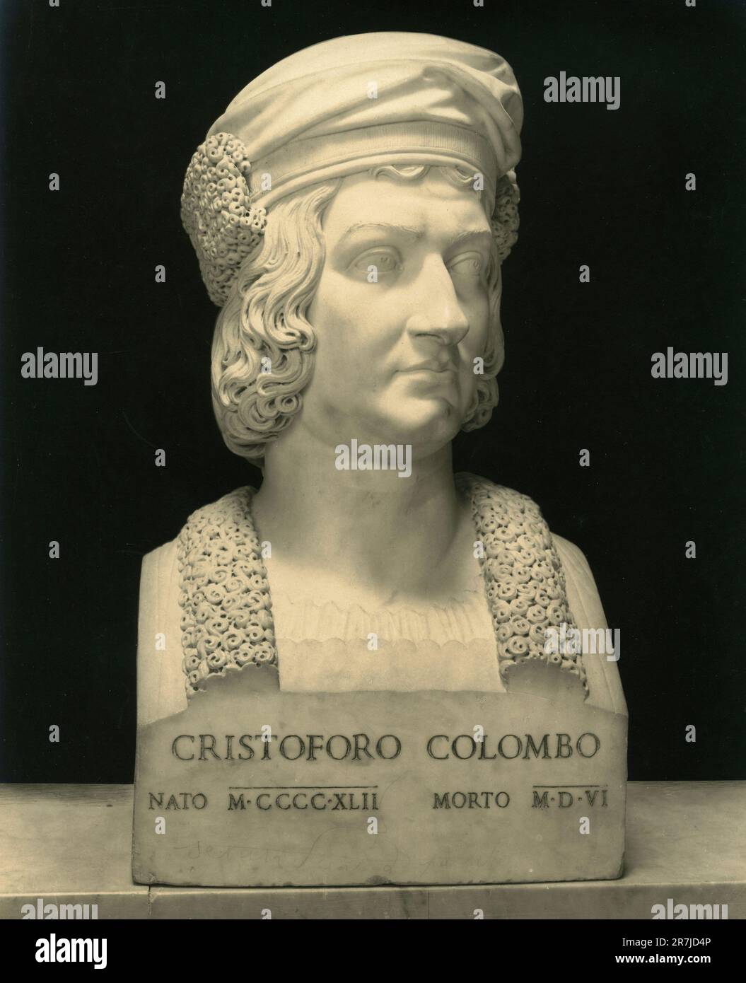 Marble bust of Italian explorer and navigator Christopher Columbus by artist Raimondo Trentanove, Capitoline Museum, Rome, Italy 1900s Stock Photo