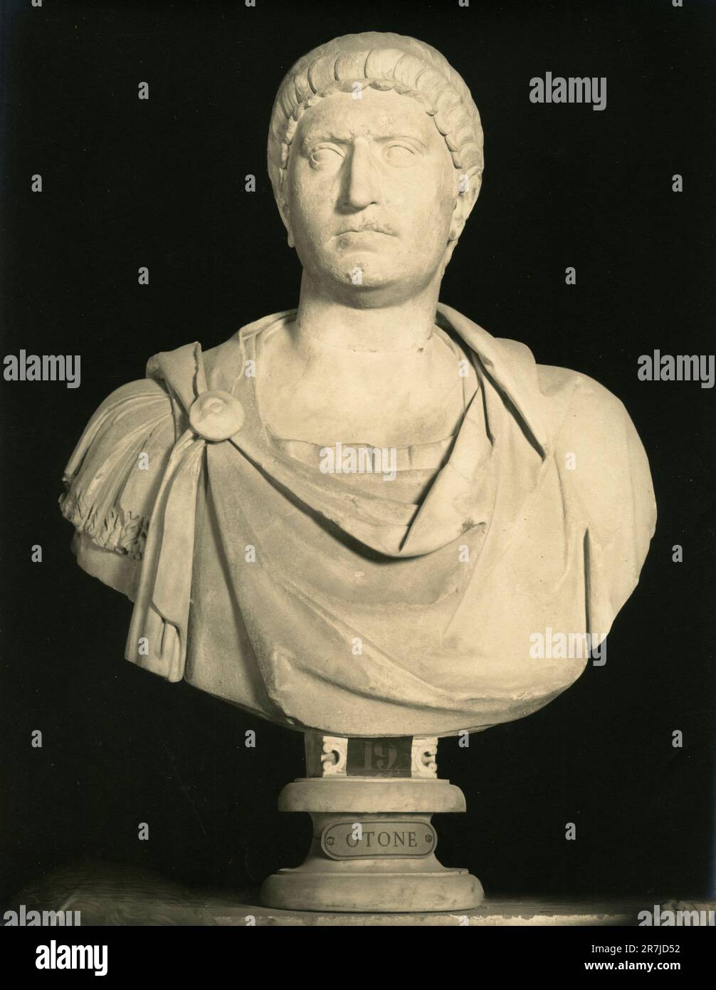 Ancient marble bust statue of Roman Emperor Otho, Capitoline Museum, Italy 1900s Stock Photo