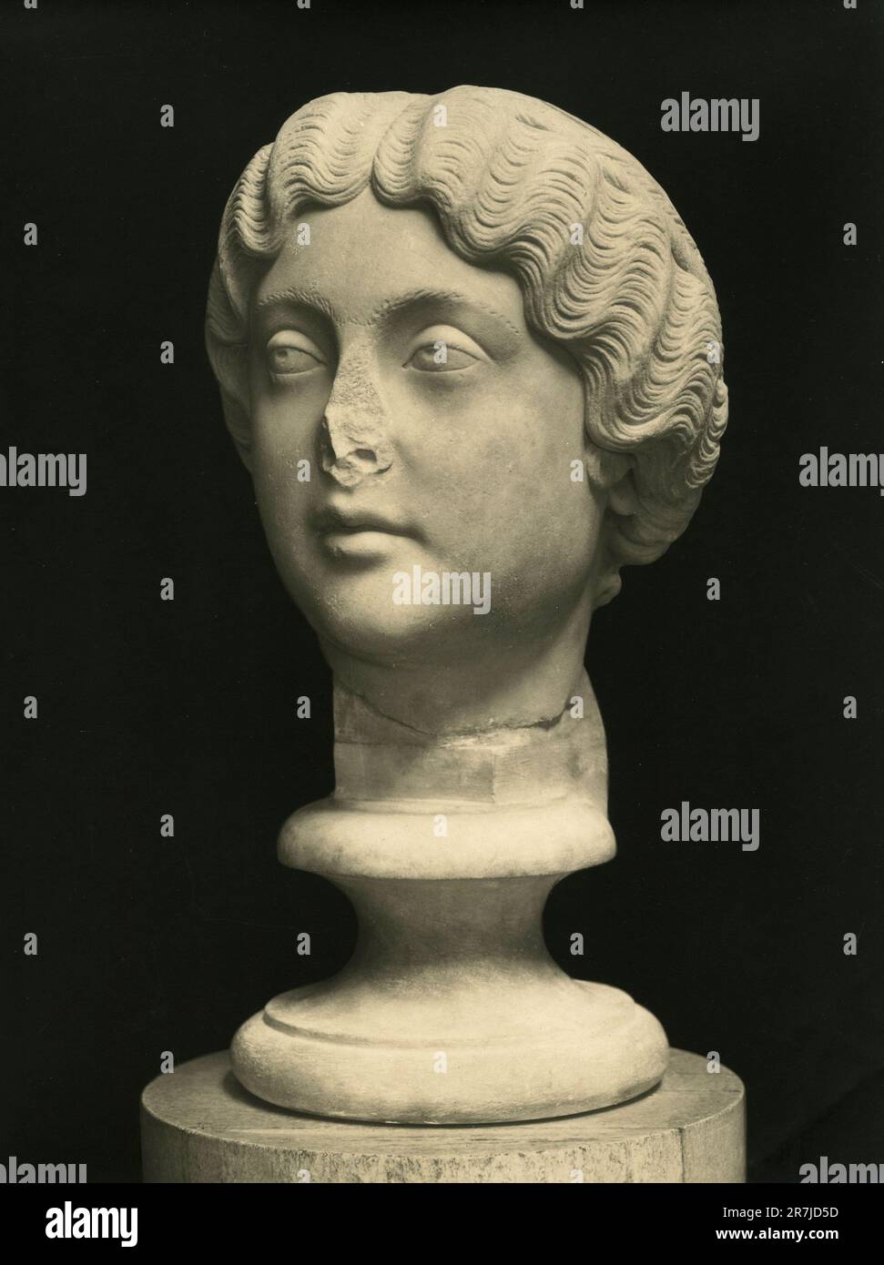 Ancient Roman marble head statue of Lucilla, daughter of Emperor Marcus