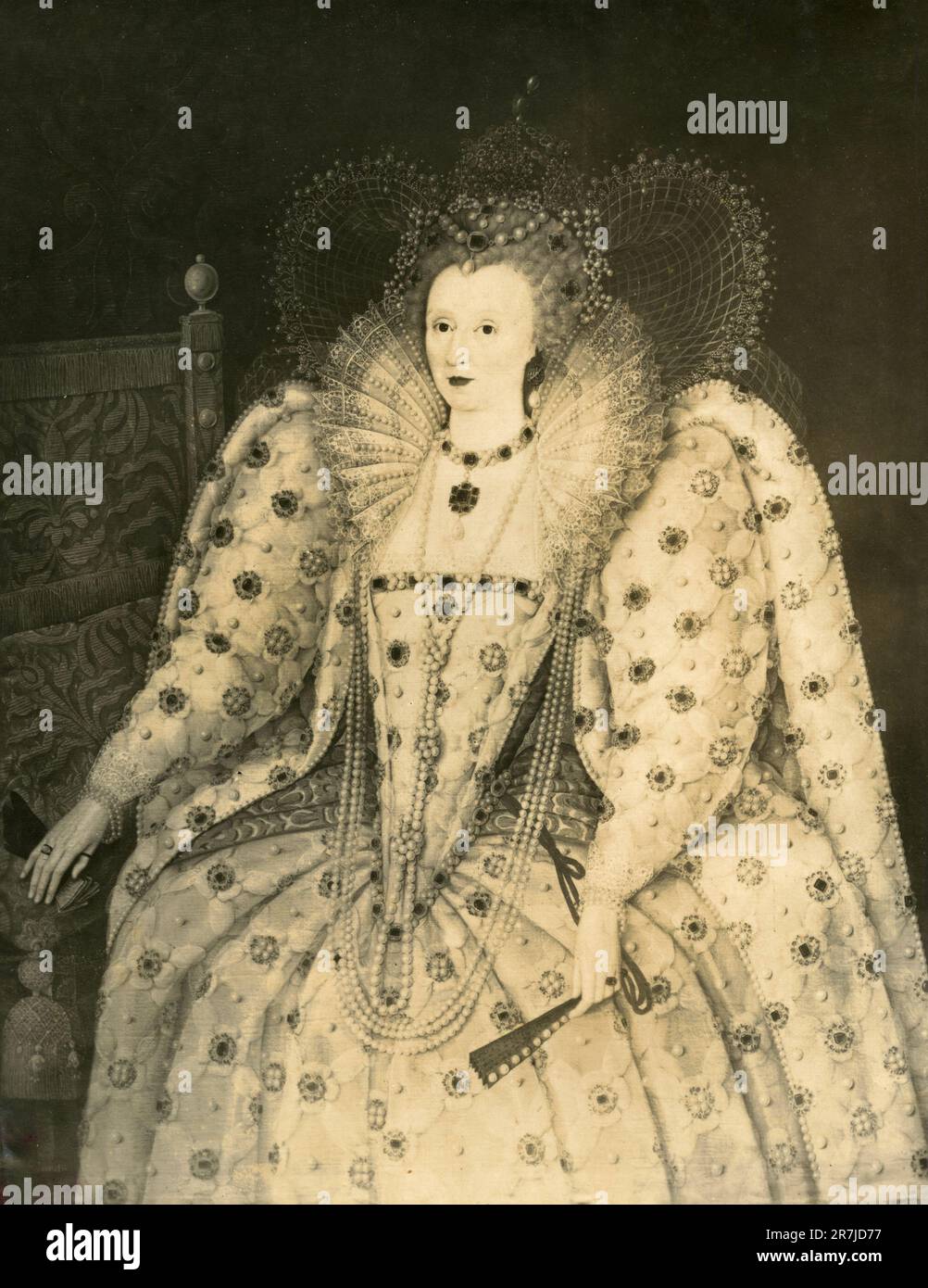 Portrait of Queen Elizabeth I of England, painting by British School 18th century, Pitti Gallery, Florence Italy 1900s Stock Photo