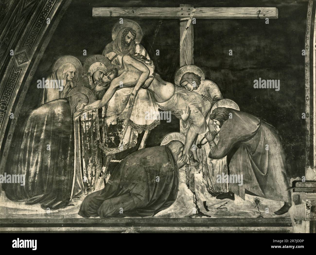 The Deposition from the Cross, painting by Italian artist Pietro Lorenzetti, St. Francis church, Assisi, Italy 1900s Stock Photo
