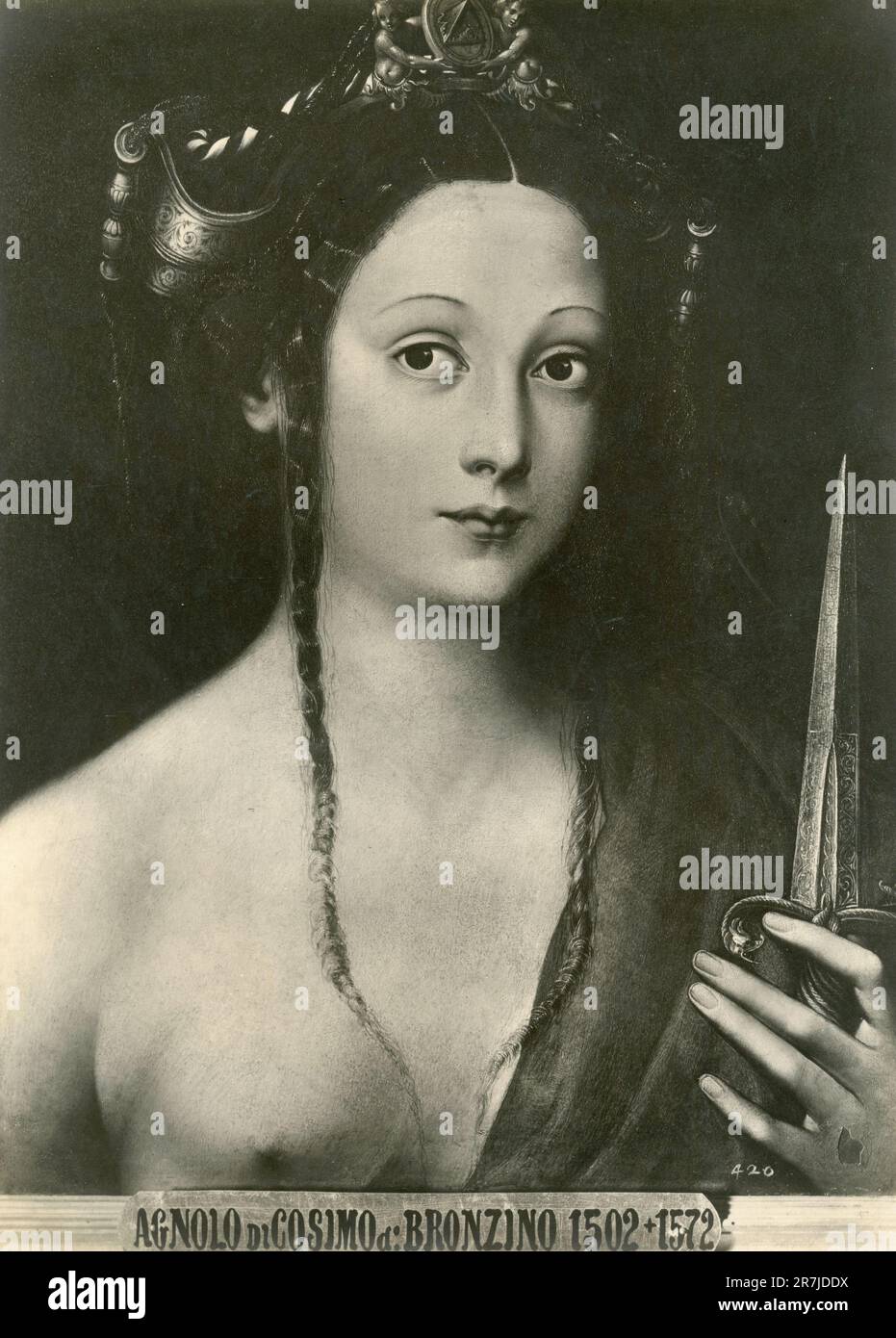 Portrait of Lucrezia, painting by Italian artist Angelo Bronzino, Borghese Gallery, Rome, Italy 1900s Stock Photo