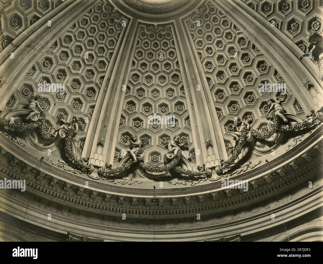 Stuccos on the dome of the Collegiata di Santa Maria Assunta, by Italian artist Gianlorenzo Bernini, Ariccia, Italy 1900s Stock Photo