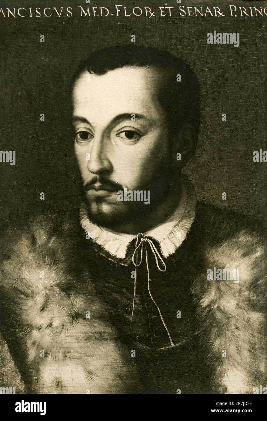 Portrait of Francesco I de' Medici, painting by Italian artist Angelo Bronzino, Pitti Gallery, Florence, Italy 1900s Stock Photo