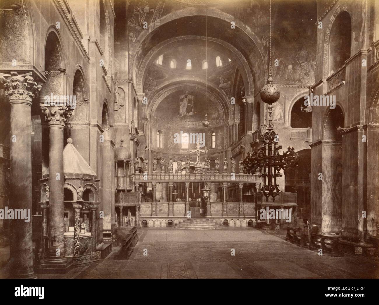 Inside view of the St. Mark Basilica,Venice, Italy 1880s Stock Photo