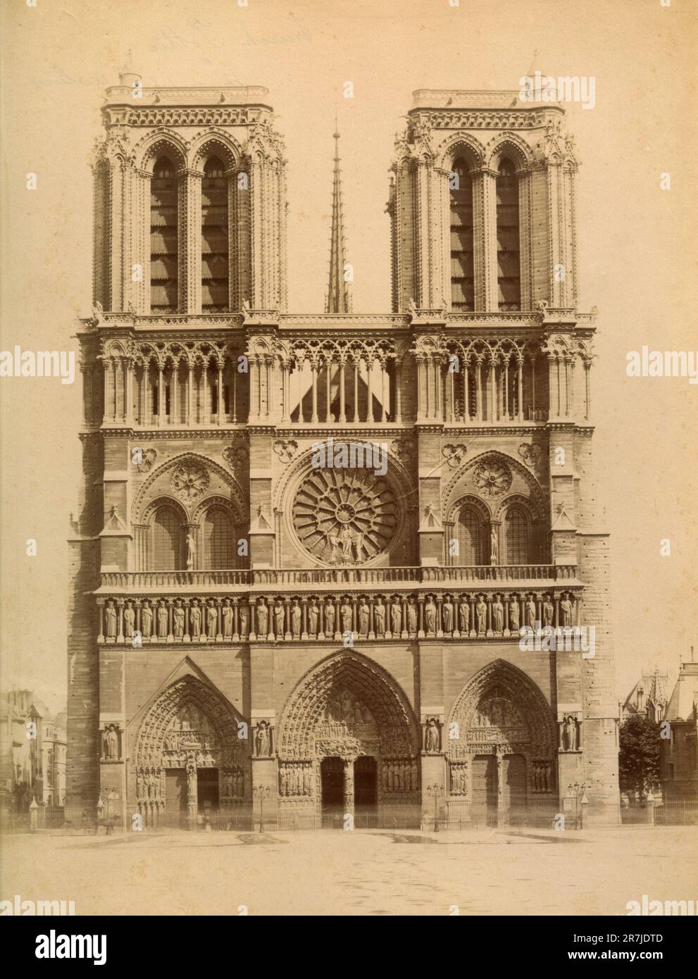 The facade of the church of Notre-Dame, Paris, France 1880s Stock Photo