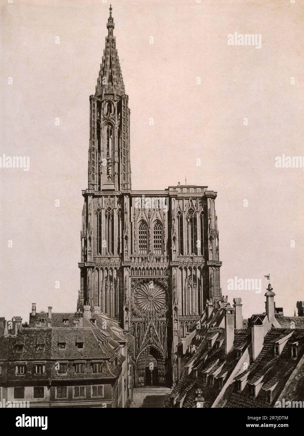 View of the Cathedral of Strasbourg, France 1880s Stock Photo