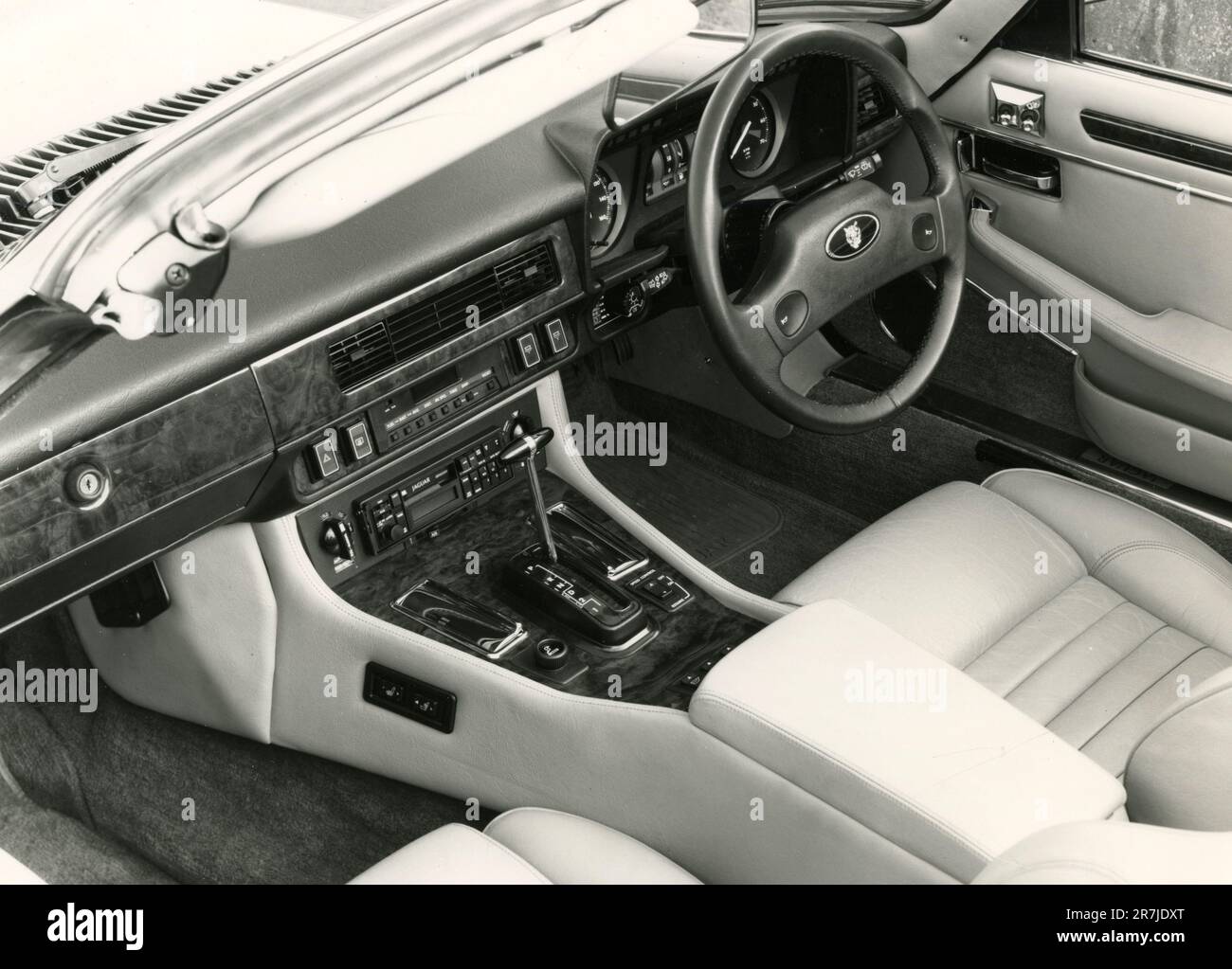 Inside view of Jaguar XJ-S V12 Convertible car, UK 1980s Stock Photo