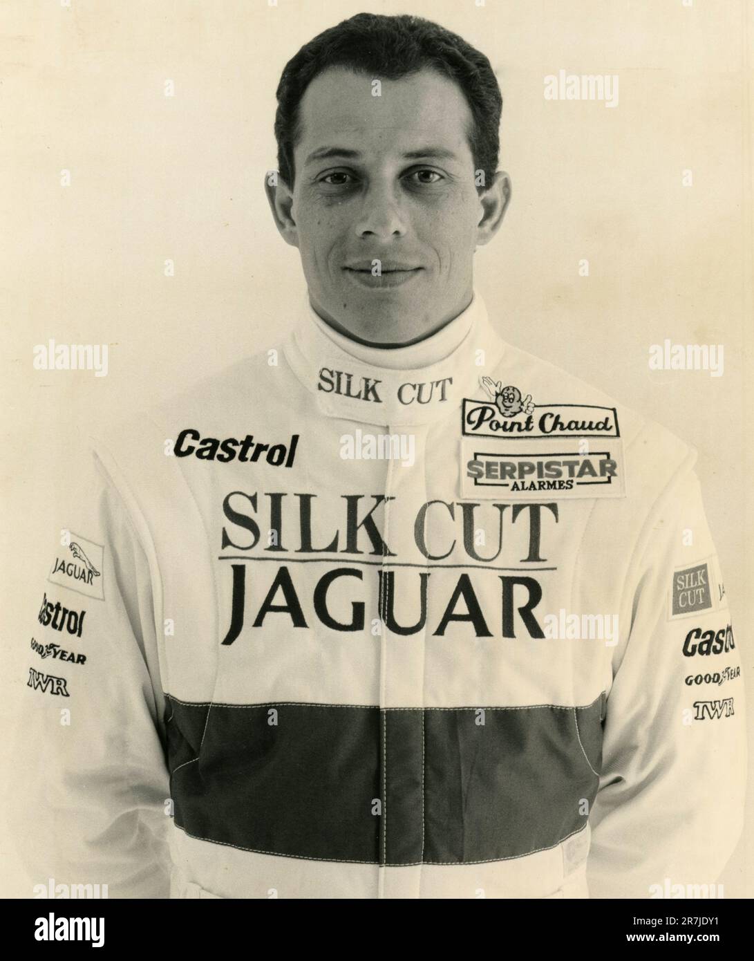 French car racing Jaguar pilot Alain Ferte, UK 1990 Stock Photo