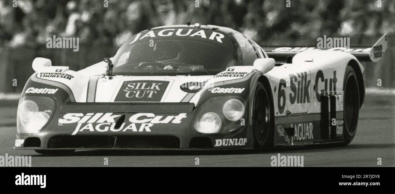 British car racing Jaguar Silk Cut XJR-8LM, UK 1987 Stock Photo