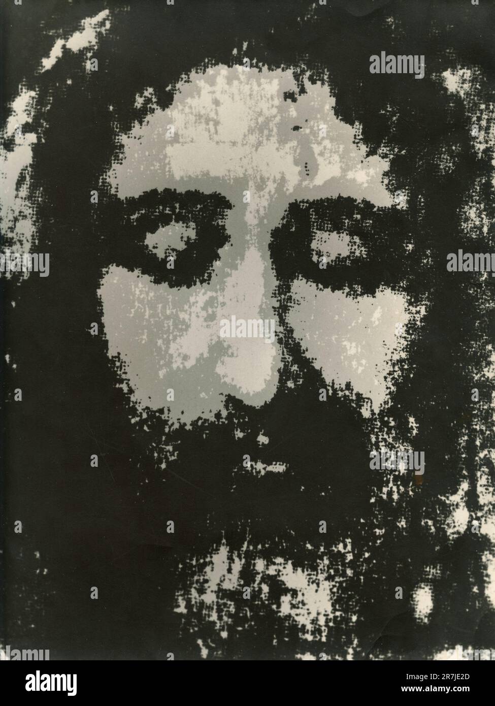 Pixelated face of Jesus Christ, 1980s Stock Photo