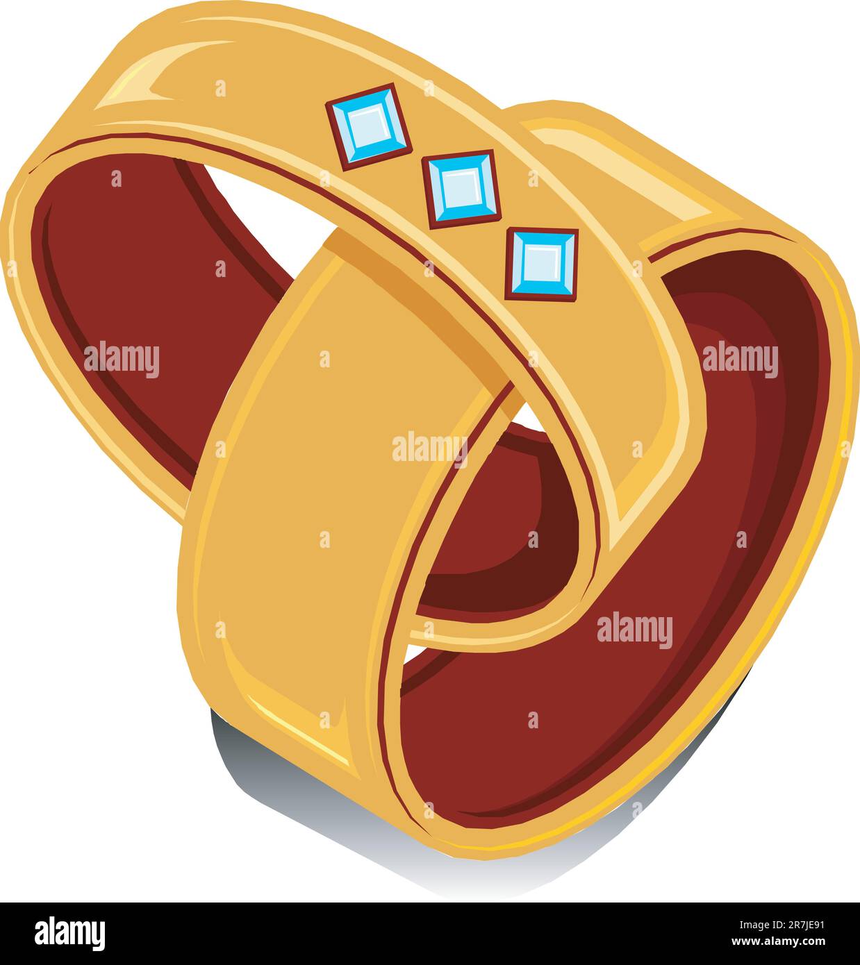 Vector Illustration of two wedding rings linked together Stock Vector