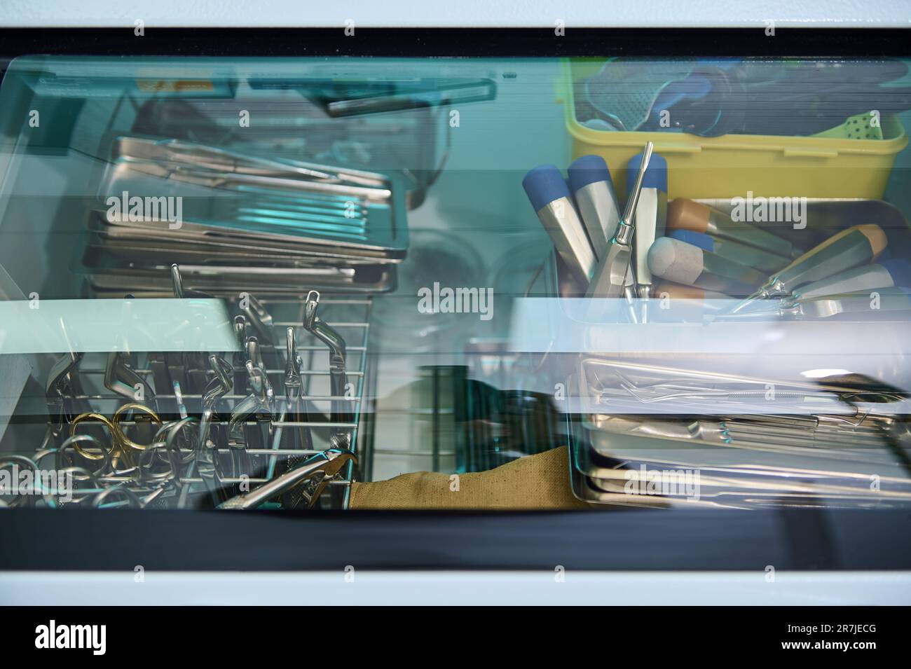 Ultraviolet autoclave sterilizer with sterile dental tools. UV